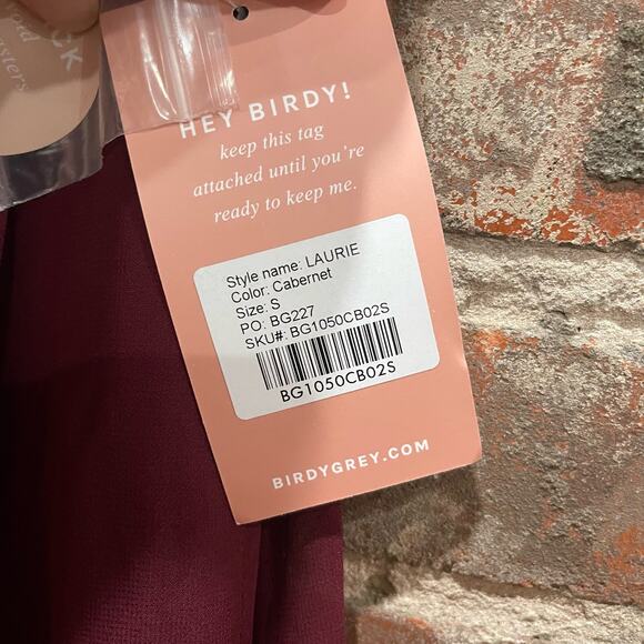 NEW Birdy Grey Laurie Empire Waist Dress in Cabernet Chiffon Size Small - Picture 6 of 9